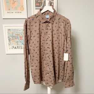 NWOT Culturata Floral Pattern Shirt, Mauve Brown, XXL